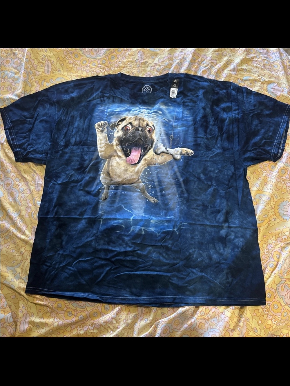 DOM Pug Dog Shirt Adult 3XL Tie-dye Nirvana Nevermind Parody Bone Blue New